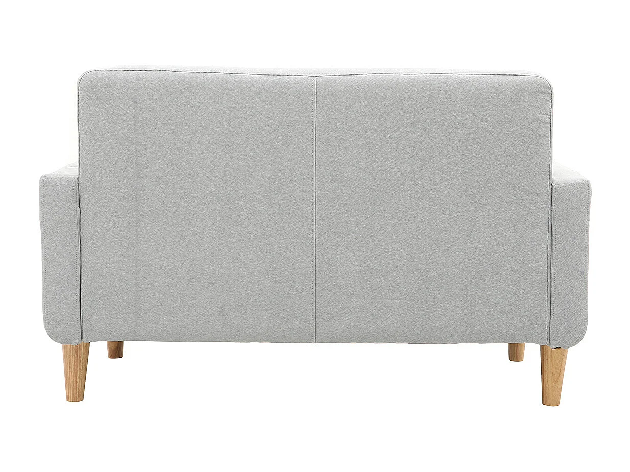 Canapé scandinave 2 places en tissu gris clair et bois clair LUNA
