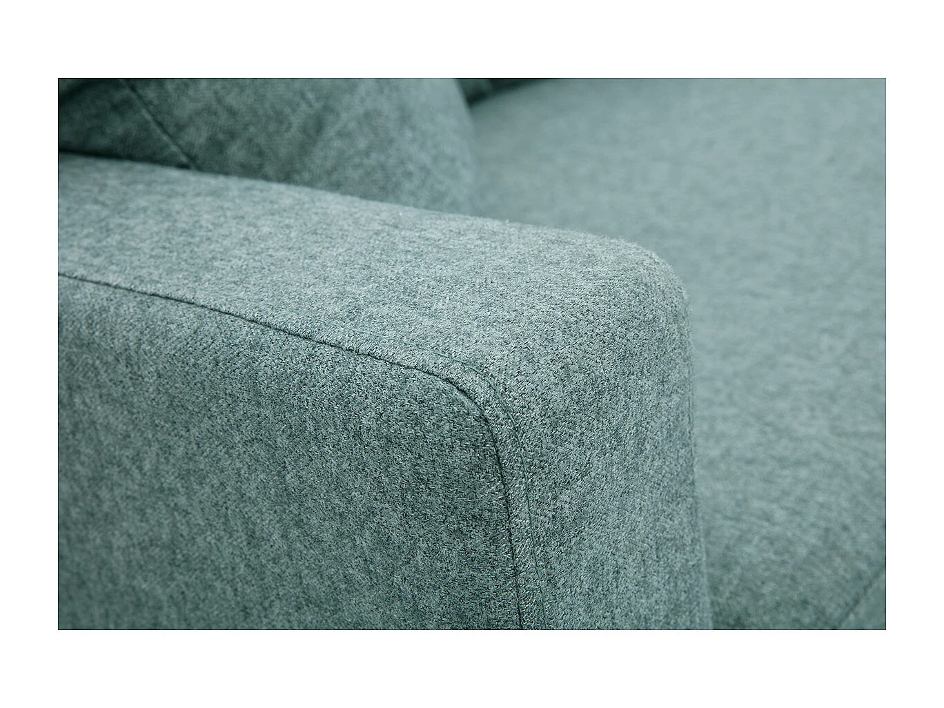 Méridienne scandinave en tissu vert de gris et bois clair massif L190 cm BERTILLE