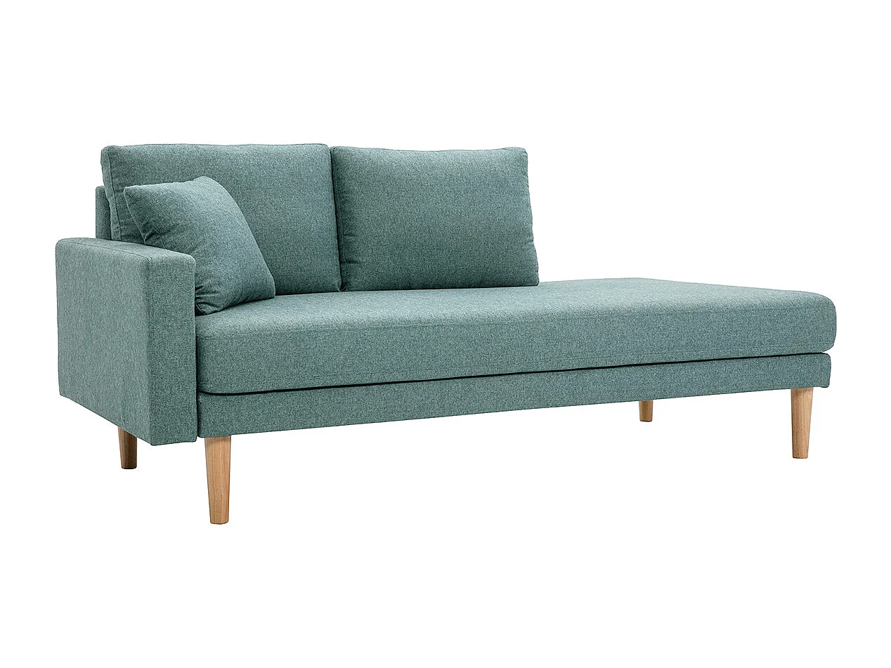 Meridiana scandinava in tessuto grigio-verde e legno massello chiaro L190 cm BERTILLE