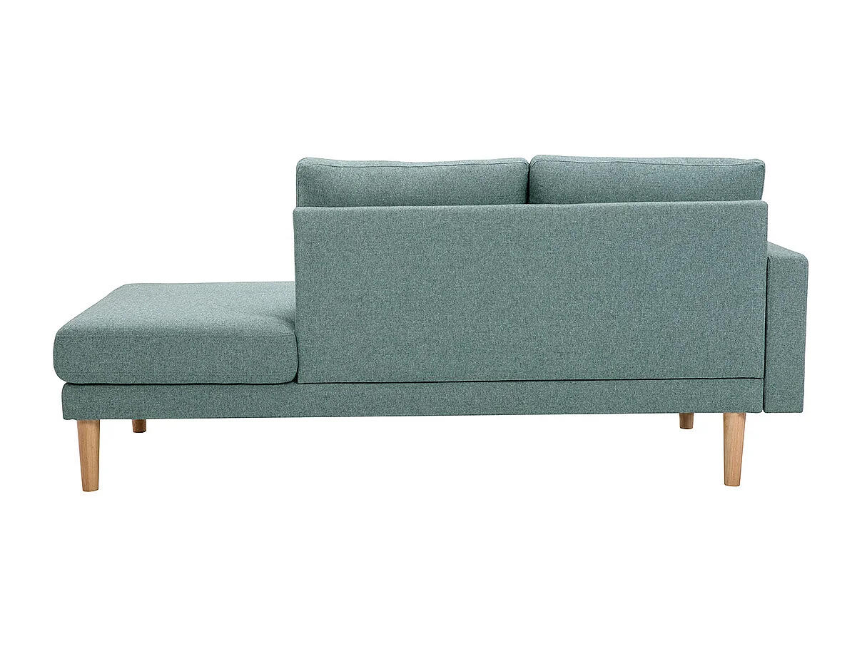 Meridiana scandinava in tessuto grigio-verde e legno massello chiaro L190 cm BERTILLE