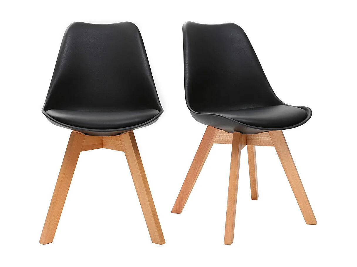 Sillas negras con patas madera clara (lote de 2) PAULINE