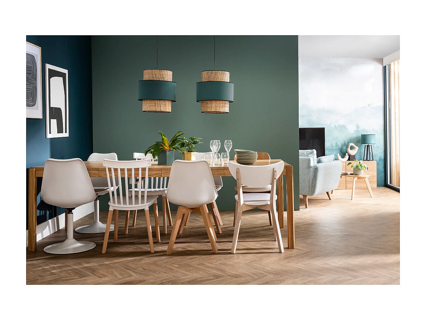 Set di 2 sedie design piede legno seduta nera PAULINE