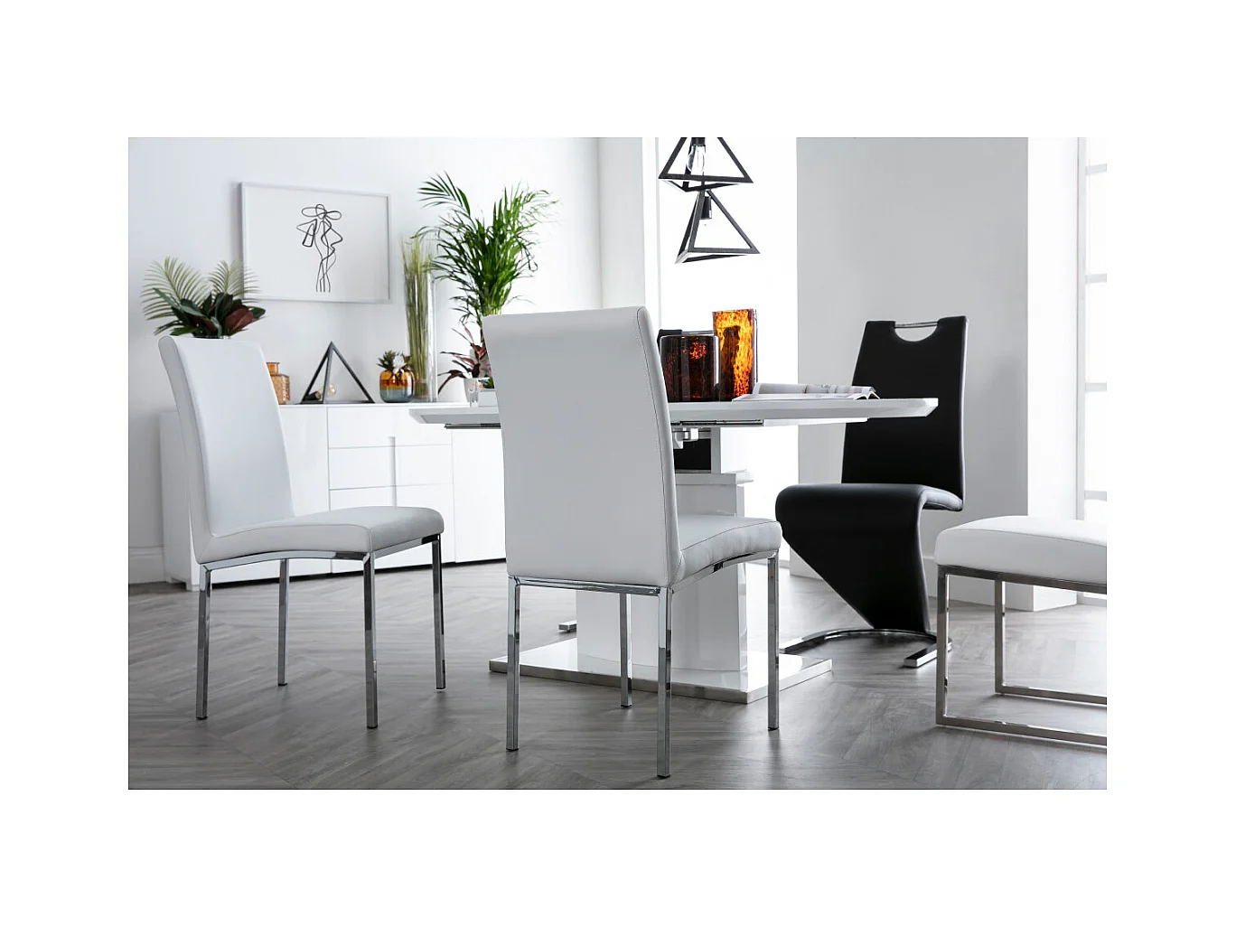 Chaises design gris et métal acier chromé (lot de 2) SIMEA