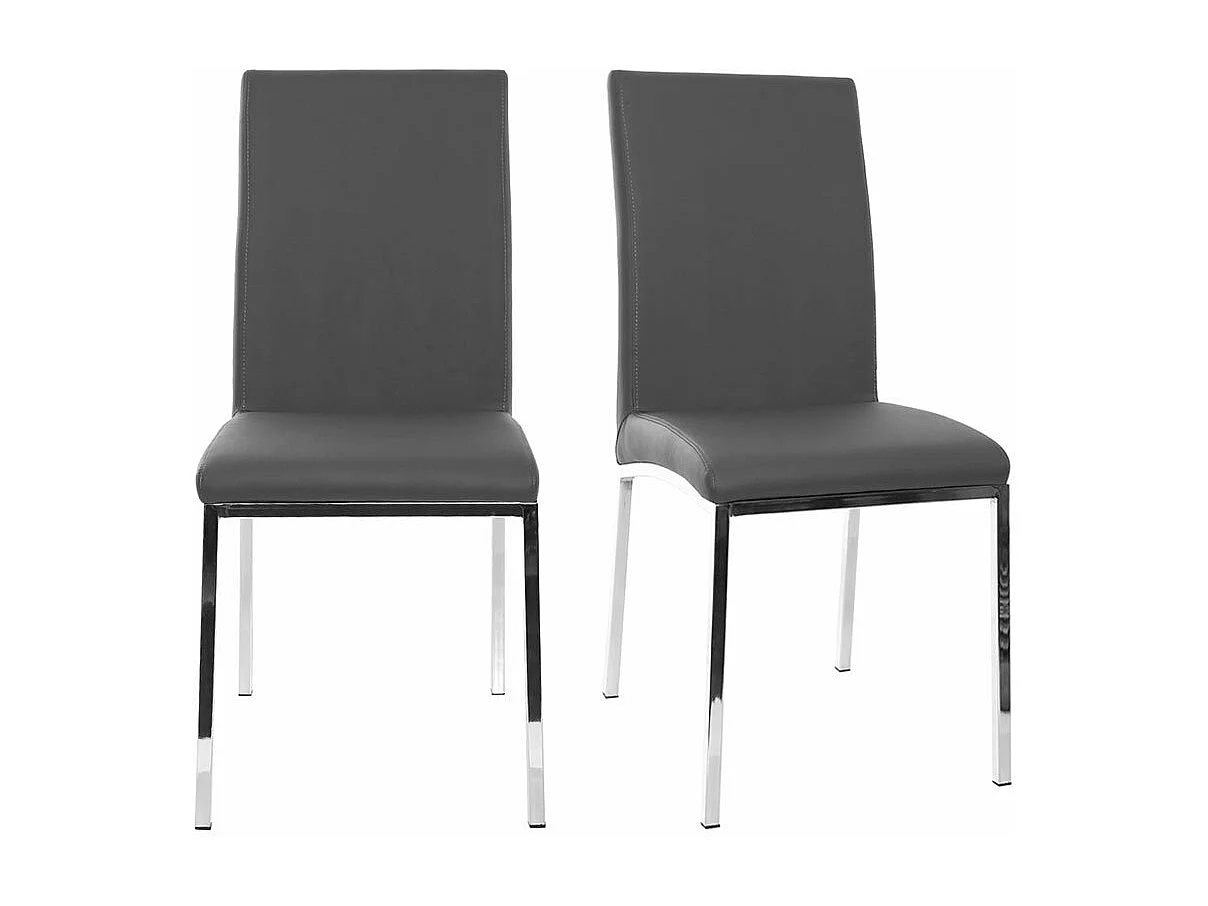 Chaises design gris et métal acier chromé (lot de 2) SIMEA