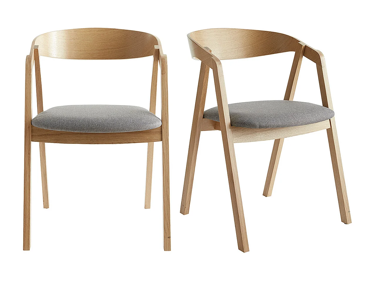 Chaises scandinaves empilables en bois clair chêne et tissu gris (lot de 2) LOVA