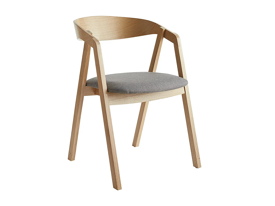Chaises scandinaves empilables en bois clair chêne et tissu gris (lot de 2) LOVA