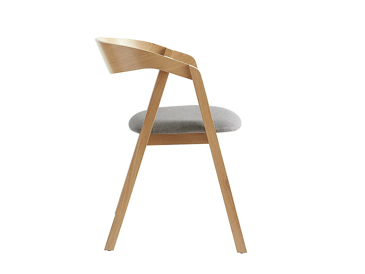 Sedie scandinave in legno chiaro massello di rovere e tessuto grigio (set di 2) LOVA