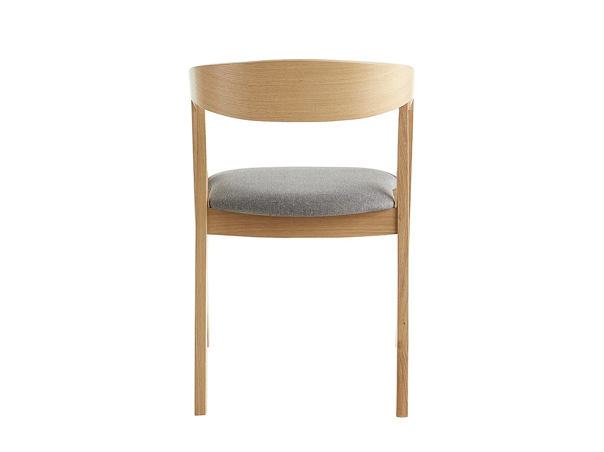 Sedie scandinave in legno chiaro massello di rovere e tessuto grigio (set di 2) LOVA