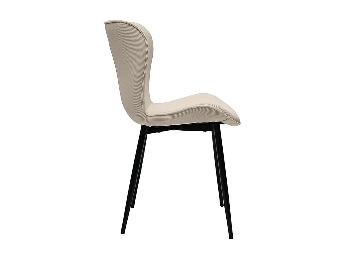 Design-Stühle aus beigem Cord mit Samteffekt und schwarzen Metallbeinen (2er-Set) ADDICT