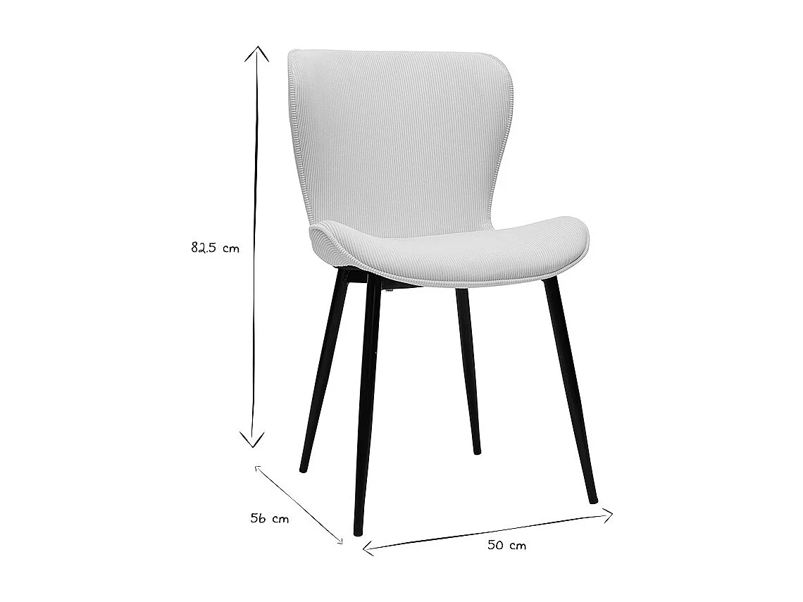 Design-Stühle aus beigem Cord mit Samteffekt und schwarzen Metallbeinen (2er-Set) ADDICT
