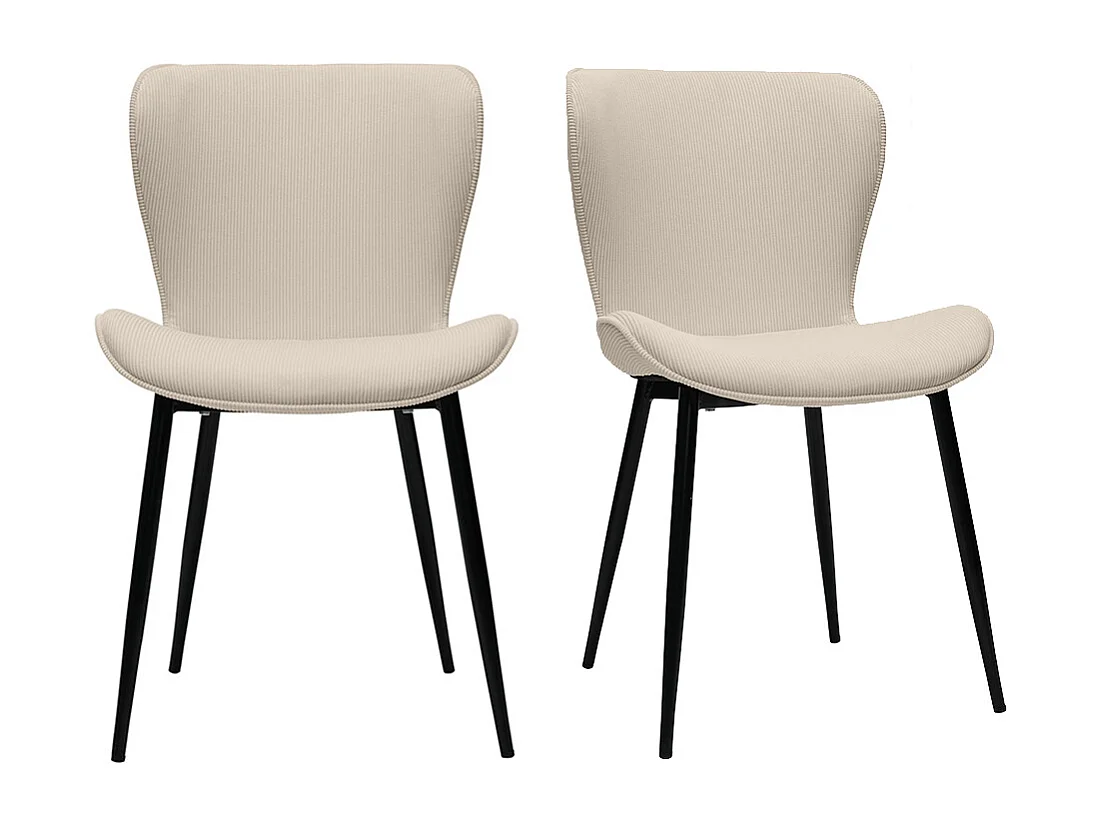Chaises design en tissu velours côtelé beige et métal noir (lot de 2) ADDICT