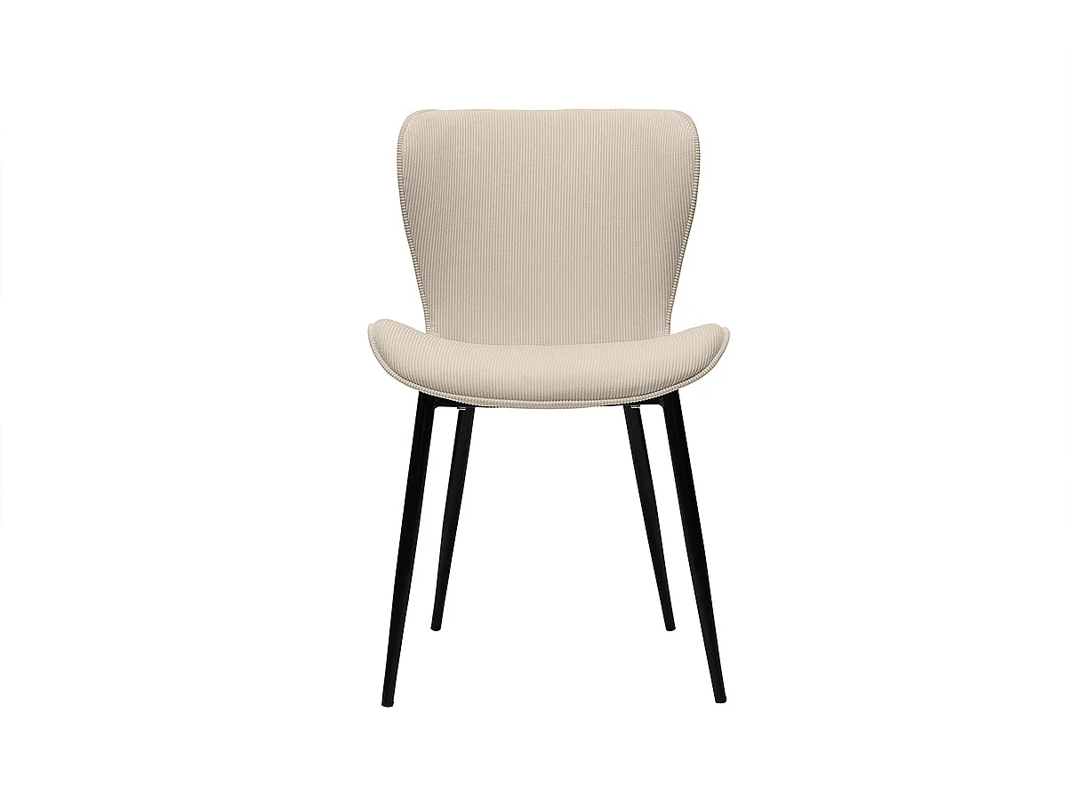 Chaises design en tissu velours côtelé beige et métal noir (lot de 2) ADDICT