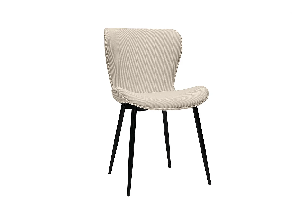 Chaises design en tissu velours côtelé beige et métal noir (lot de 2) ADDICT
