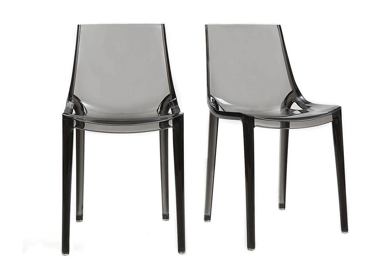 Chaises design empilables gris transparent intérieur - extérieur (lot de 2) YZEL