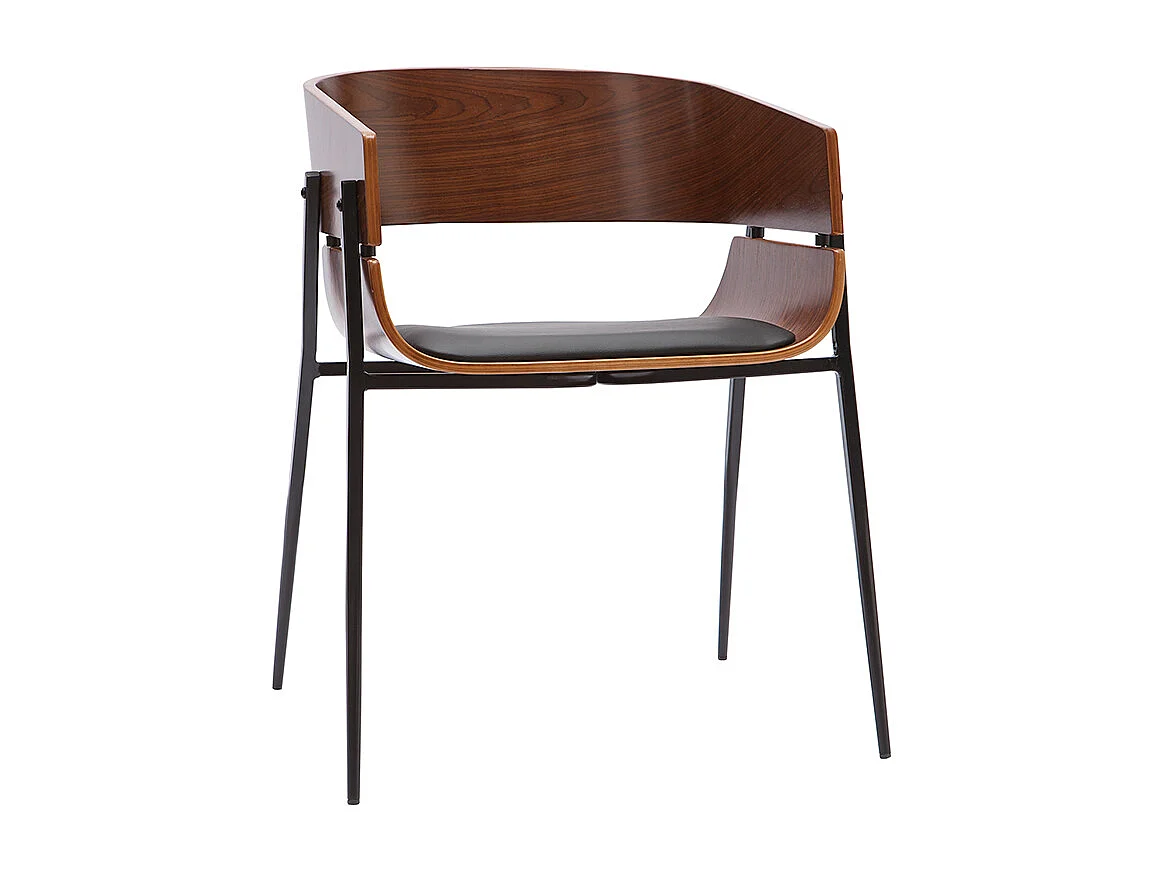 Sedie design legno scuro e metallo nero (set di 2) WESS