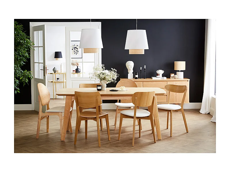 Set de 2 sillas vintage de roble con asiento blanco DOVE