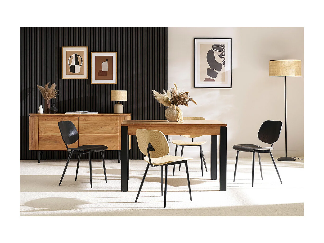 Chaises design noire en bois noir et métal (lot de 2) TOBIAS