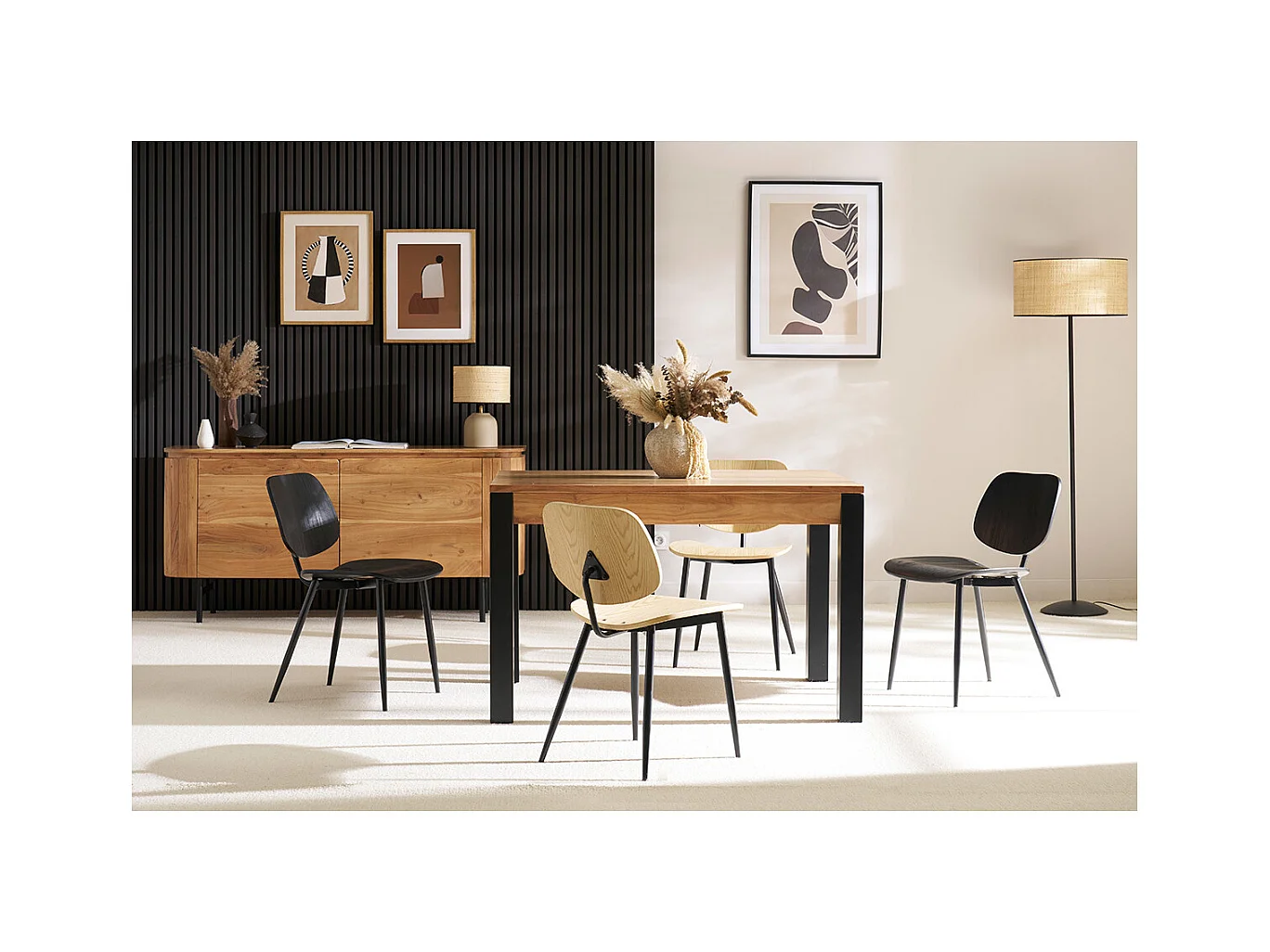 Chaises design noire en bois noir et métal (lot de 2) TOBIAS