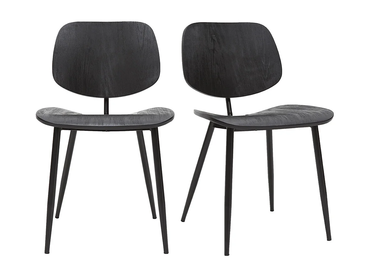 Stühle schwarzes Holz und schwarzes Metall (2er-Set) TOBIAS