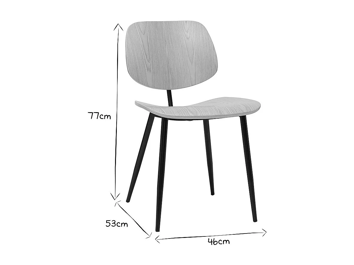 Stühle schwarzes Holz und schwarzes Metall (2er-Set) TOBIAS