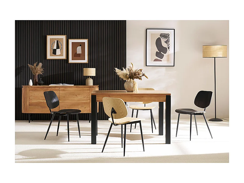 Chaises design noire en bois noir et métal (lot de 2) TOBIAS