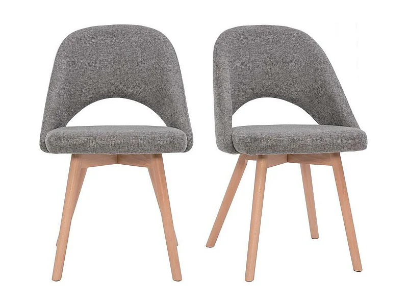 Set de 2 sillas nórdicas de tela efecto aterciopelado texturizado gris con patas de haya maciza COSETTE
