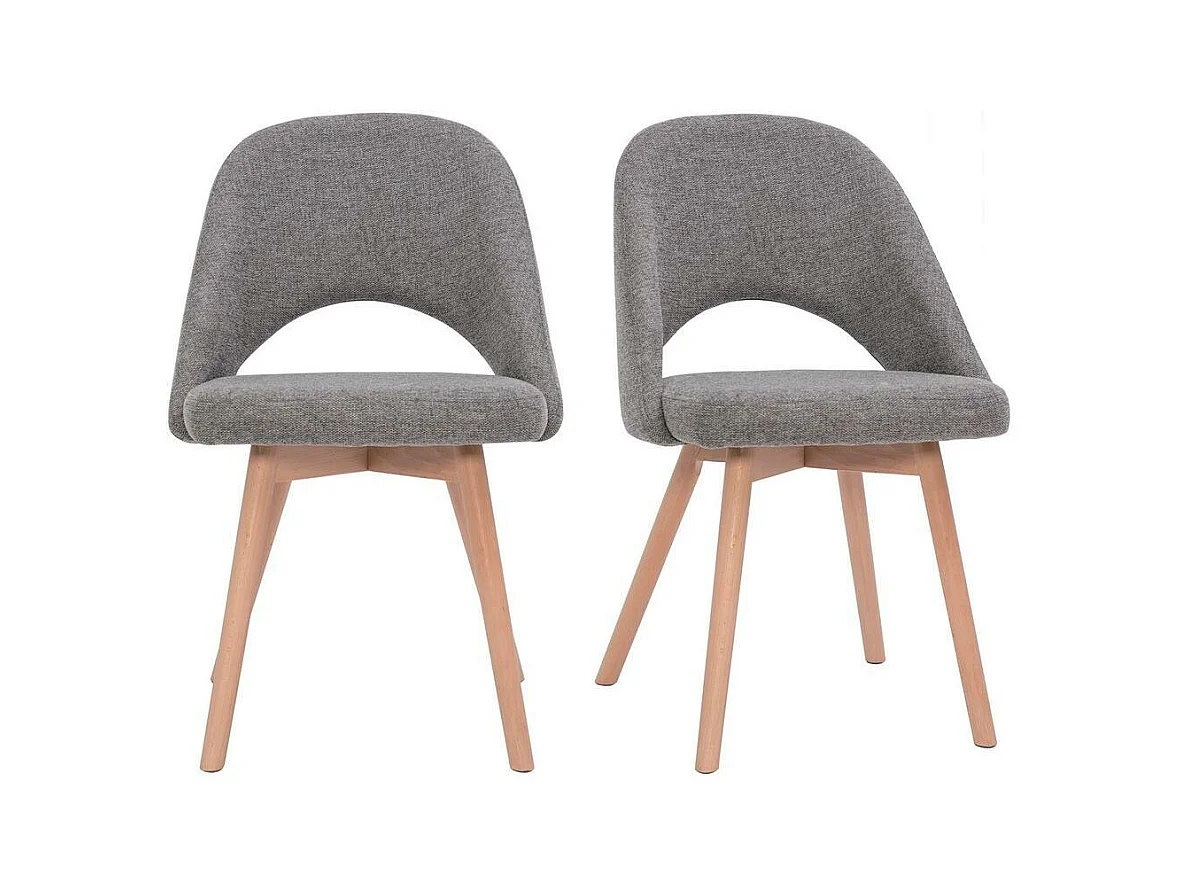 Chaises scandinaves en tissu effet velours texturé gris et bois clair (lot de 2) COSETTE