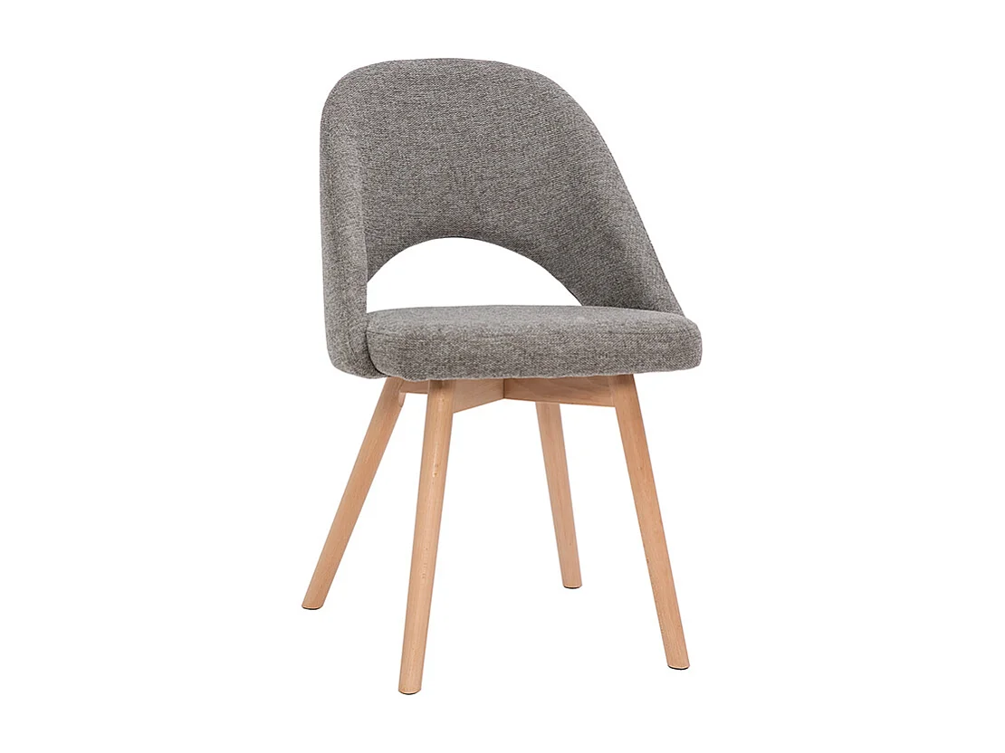 Set de 2 sillas nórdicas de tela efecto aterciopelado texturizado gris con patas de haya maciza COSETTE