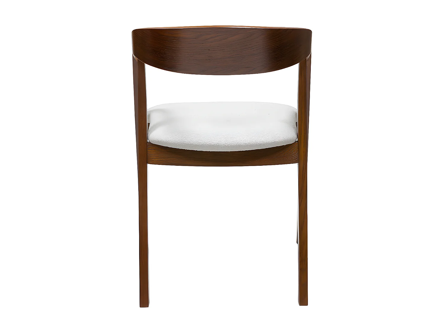 Vintage-Stühle aus Massivholz mit Walnussfurnier und weißem Stoff mit Bouclé-Wolleffekt (2er-Set) LOVA