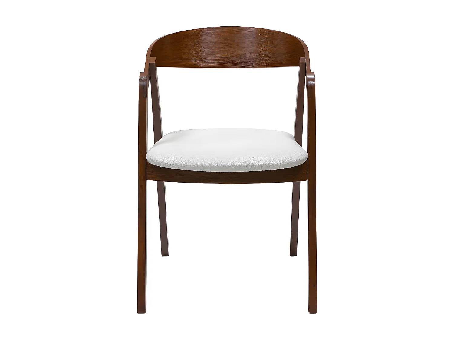 Sedie vintage impilabili in legno massello tinta noce e tessuto effetto lana bouclé bianco (set di 2) LOVA