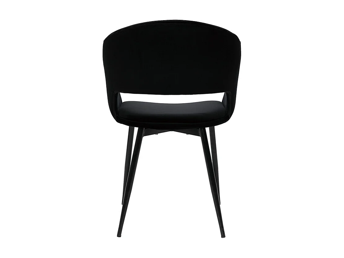 Silla de diseño de terciopelo negra con patas de metal negro PRISMA