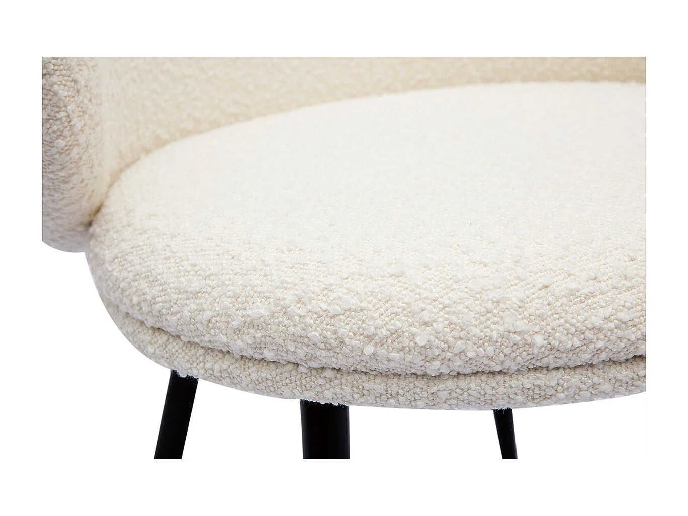 Set de 2 sillas de diseño de tela efecto borreguillo color crudo y metal negro ROSALIE