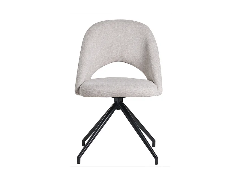 Chaise pivotante 360° en tissu effet velours texturé beige et métal noir COSETTE