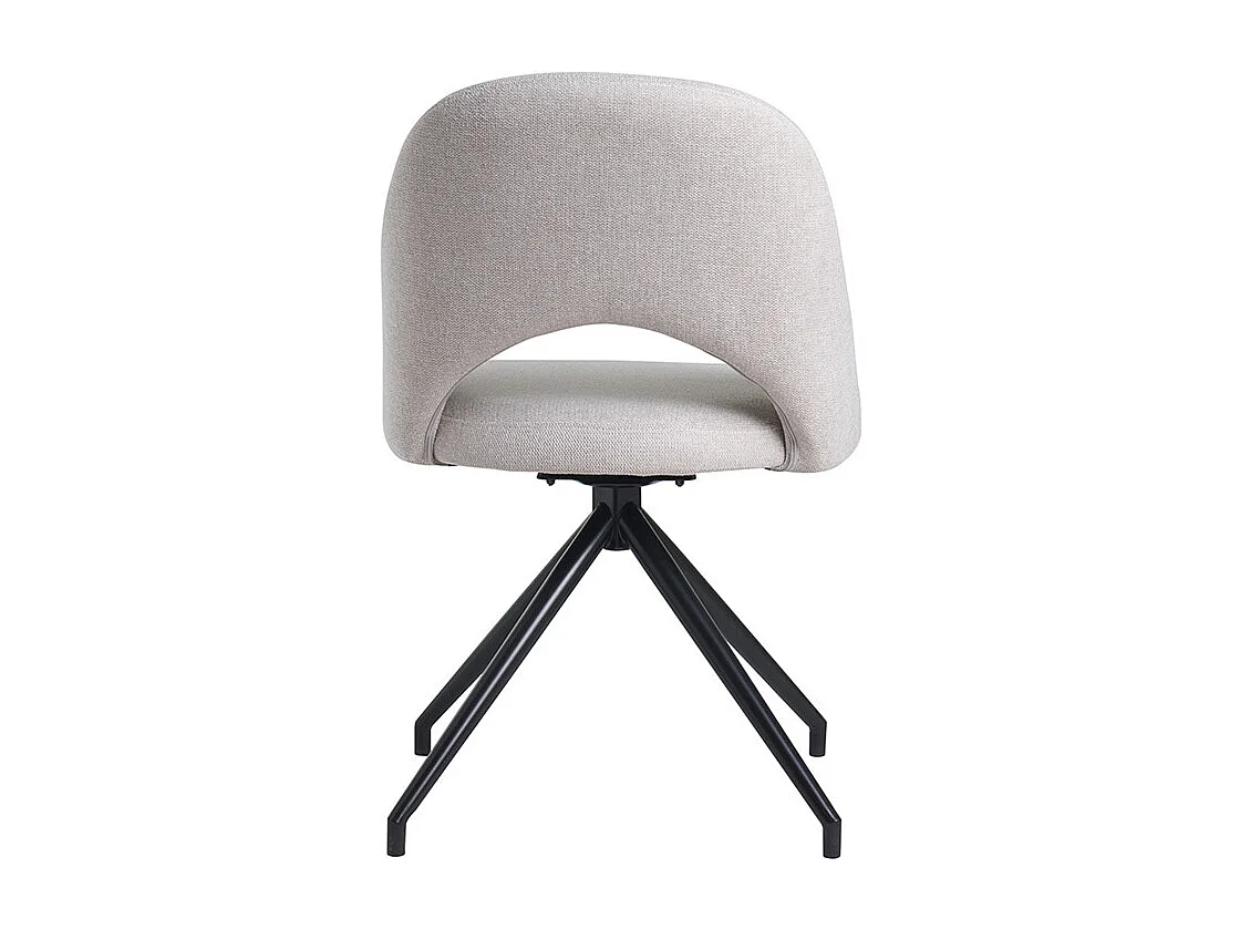 Stuhl aus beigem Stoff mit texturiertem Samteffekt und schwarzem Metall 360° drehbar COSETTE