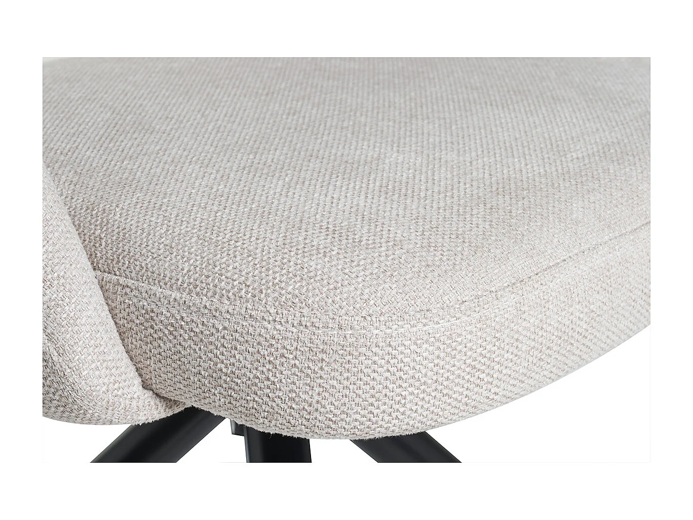 Stuhl aus beigem Stoff mit texturiertem Samteffekt und schwarzem Metall 360° drehbar COSETTE