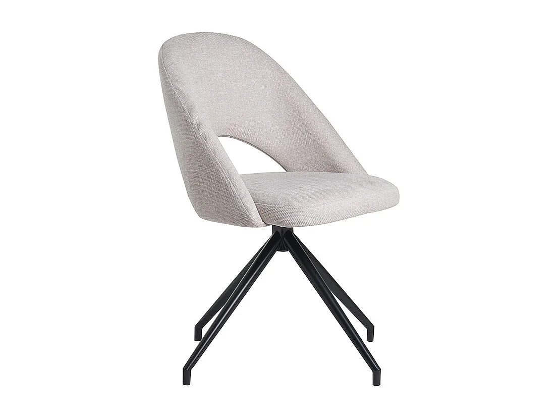 Stuhl aus beigem Stoff mit texturiertem Samteffekt und schwarzem Metall 360° drehbar COSETTE