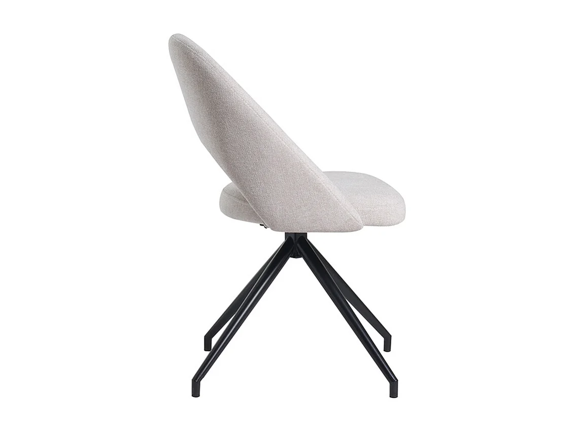 Stuhl aus beigem Stoff mit texturiertem Samteffekt und schwarzem Metall 360° drehbar COSETTE