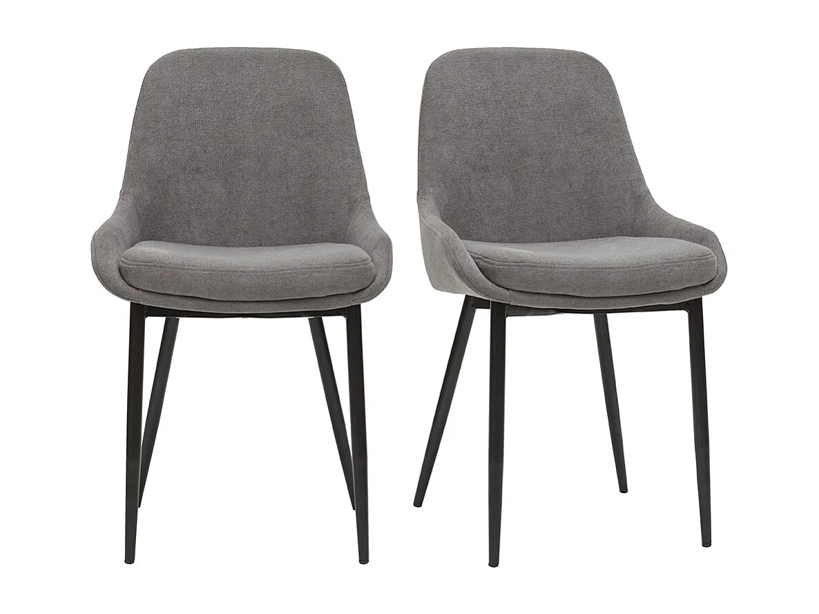 Stühle hellgrauer Stoff mit Samteffekt schwarzer Metallfuß 2er-Set HOLO