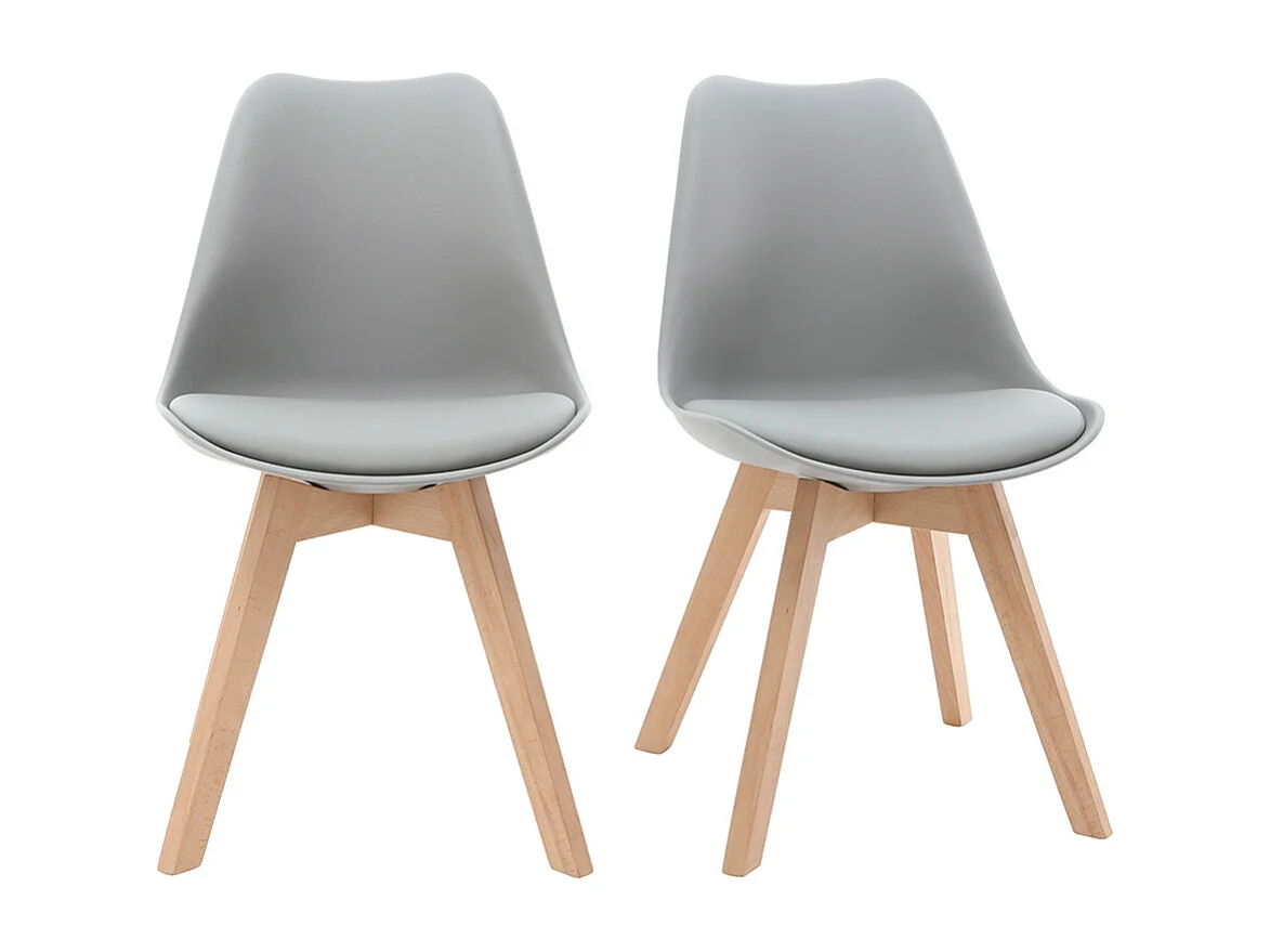 Sillas gris claro con patas madera clara (lote de 2) PAULINE