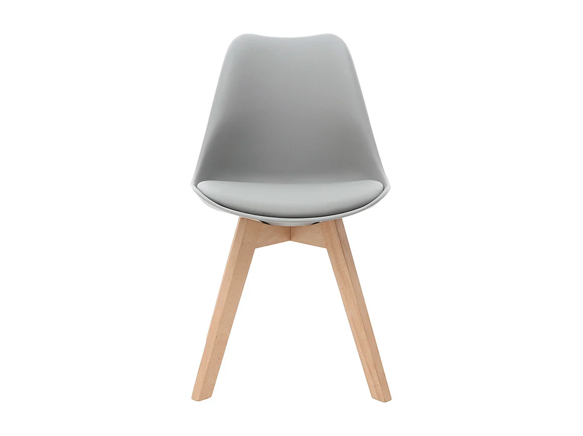 Chaises design gris et bois clair massif (lot de 2) PAULINE