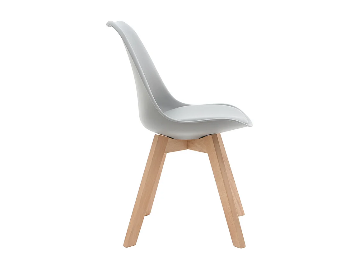 Chaises design gris et bois clair massif (lot de 2) PAULINE