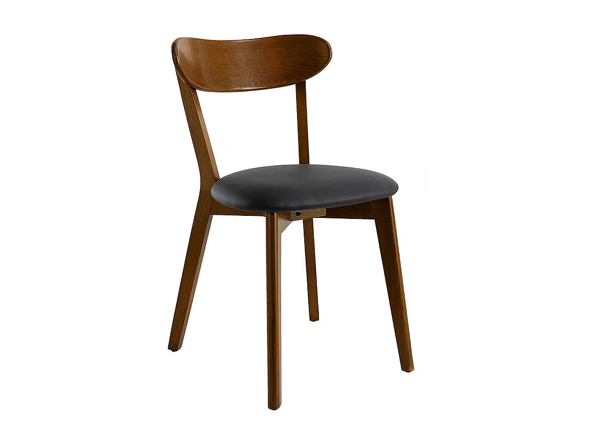 Sillas vintage madera oscura y asiento negro (lote de 2) DOVE