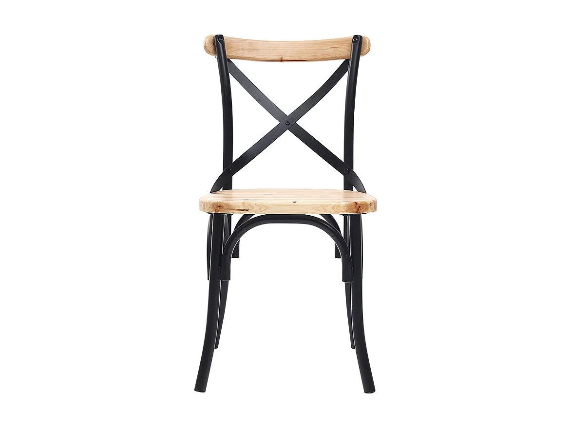 Sillas industriales en metal negro y madera (lote de 2) JAKE