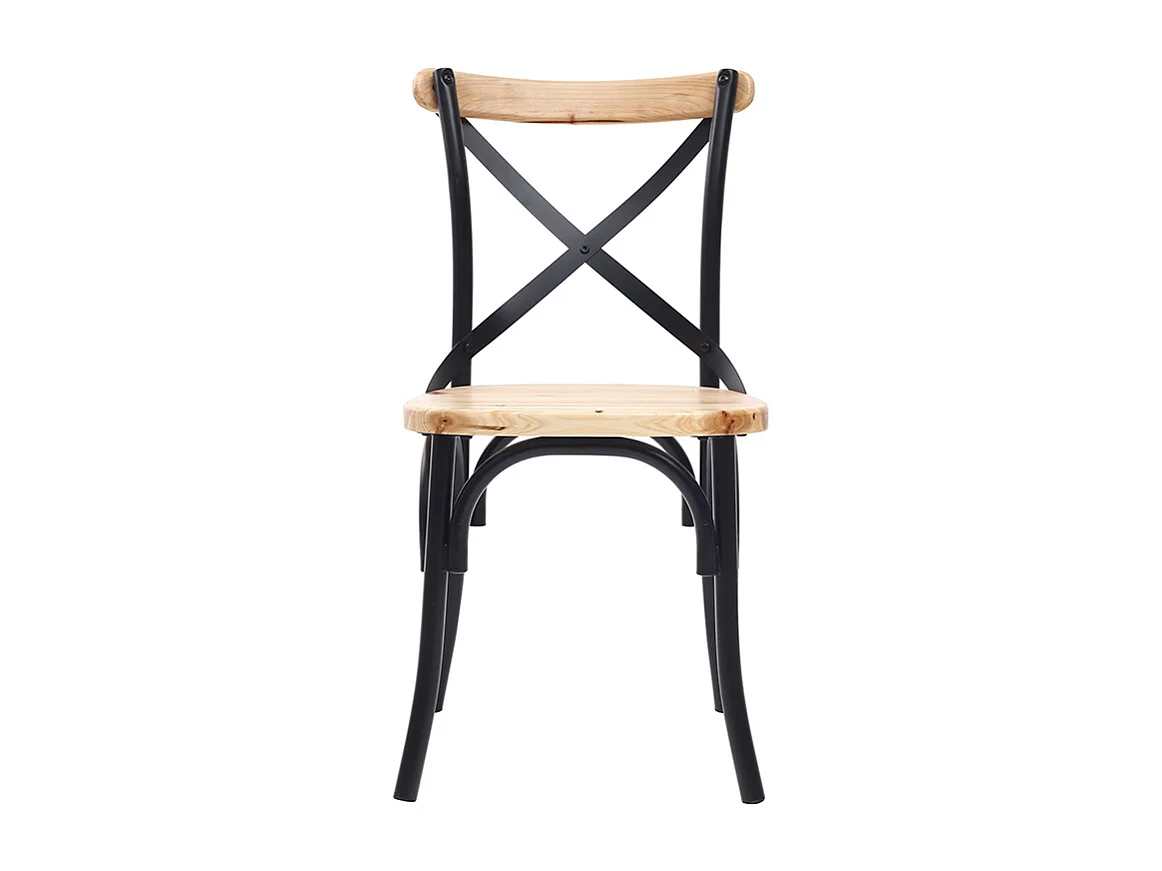 Sillas industriales en metal negro y madera (lote de 2) JAKE