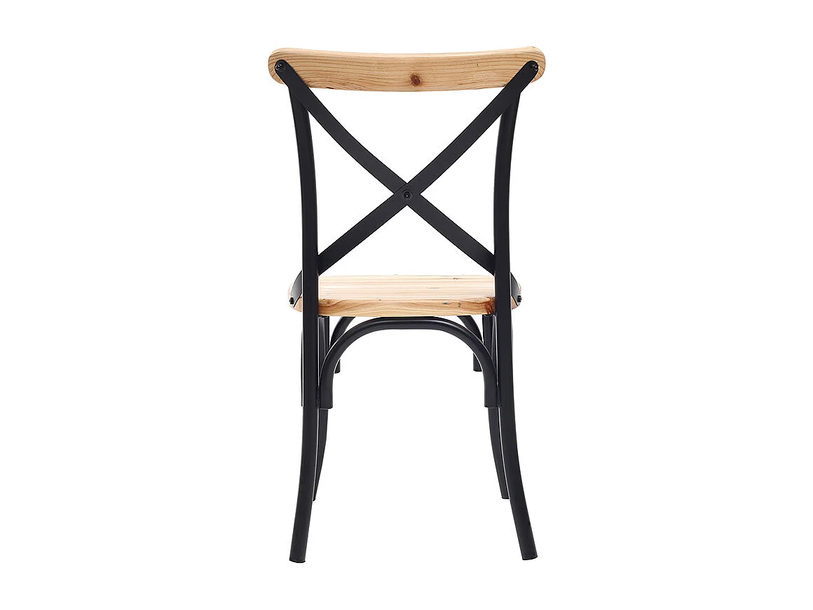 Sillas industriales en metal negro y madera (lote de 2) JAKE