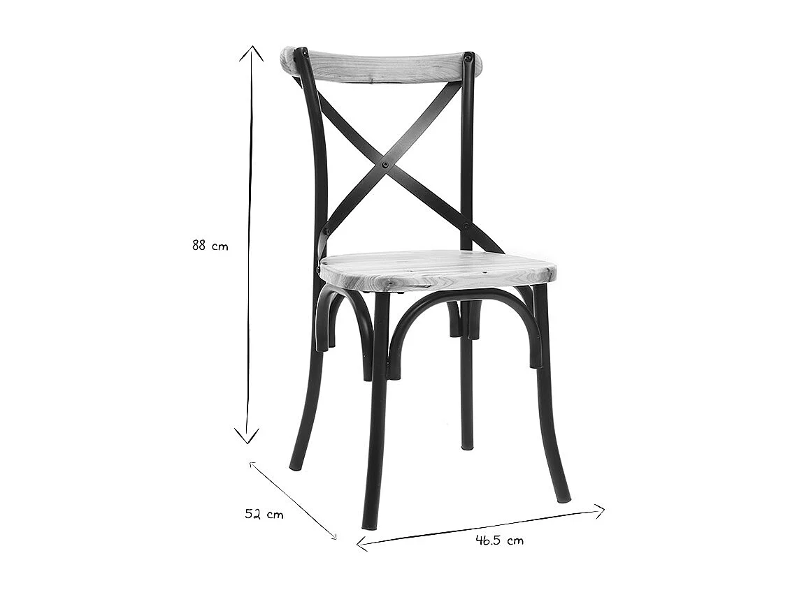 Sillas industriales en metal negro y madera (lote de 2) JAKE