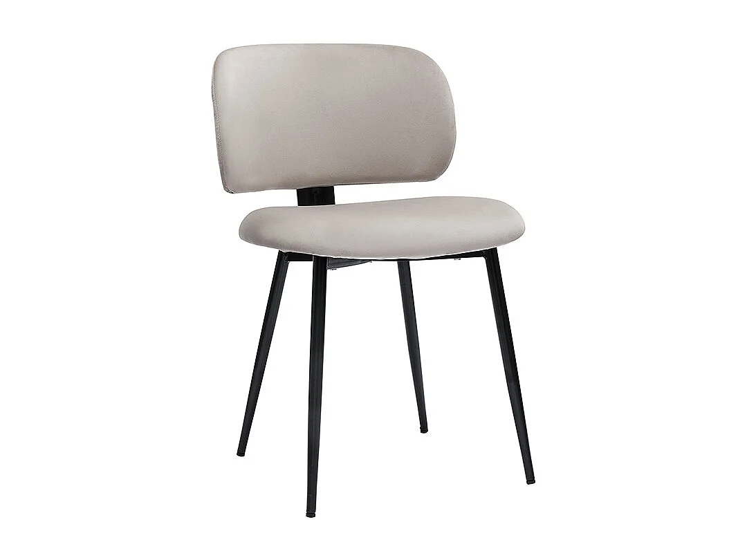 Stühle aus taupefarbenem Samt und schwarzem Metall (2er-Set) ATRIUM