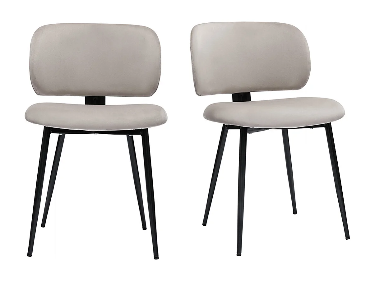 Stühle aus taupefarbenem Samt und schwarzem Metall (2er-Set) ATRIUM