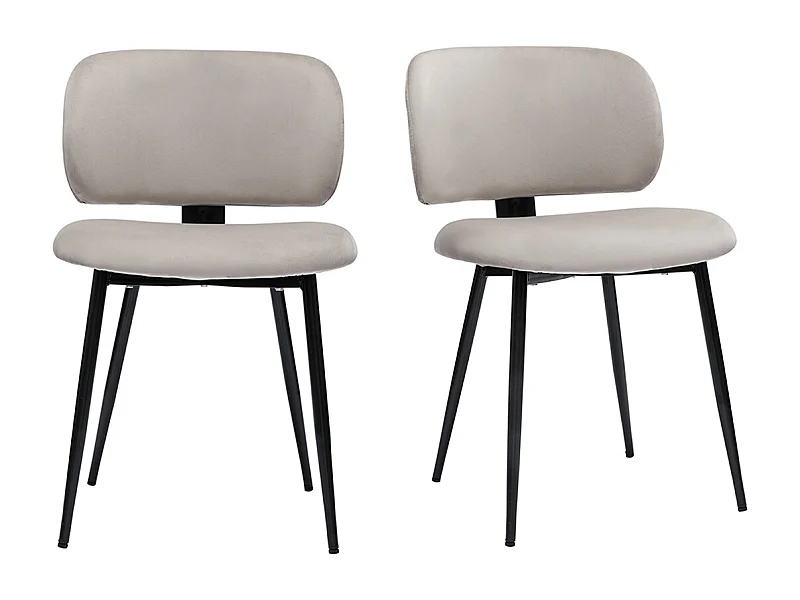 Chaises en tissu velours taupe et métal noir (lot de 2) ATRIUM