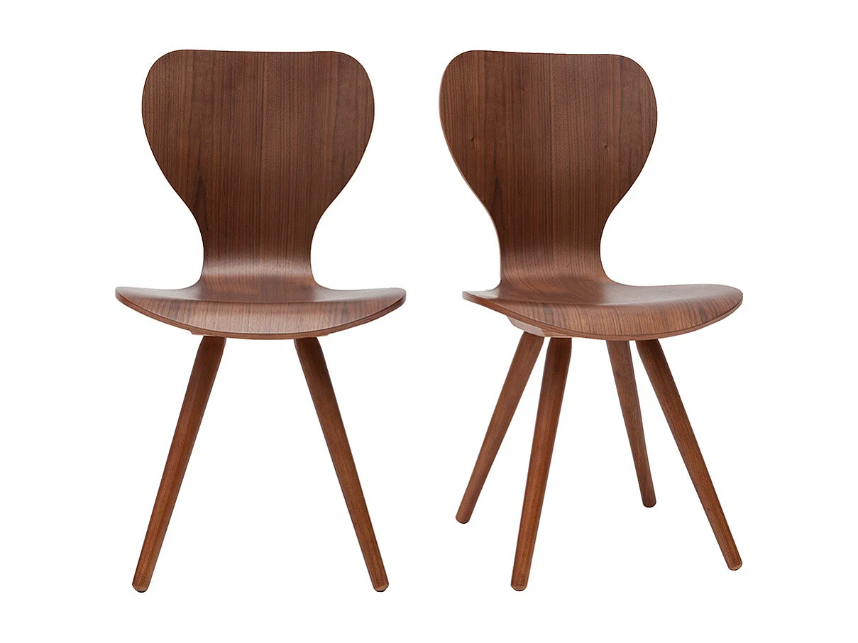 Chaises vintage bois foncé noyer (lot de 2) NORDECO